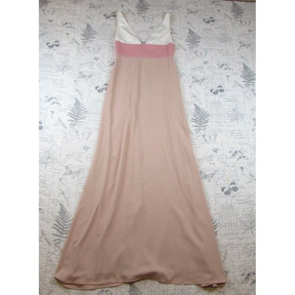 PERFECT Jill Stuart Tricolor Pink V-neck Colorblock Halter Gown Dress womens 2 - Picture 4 of 7